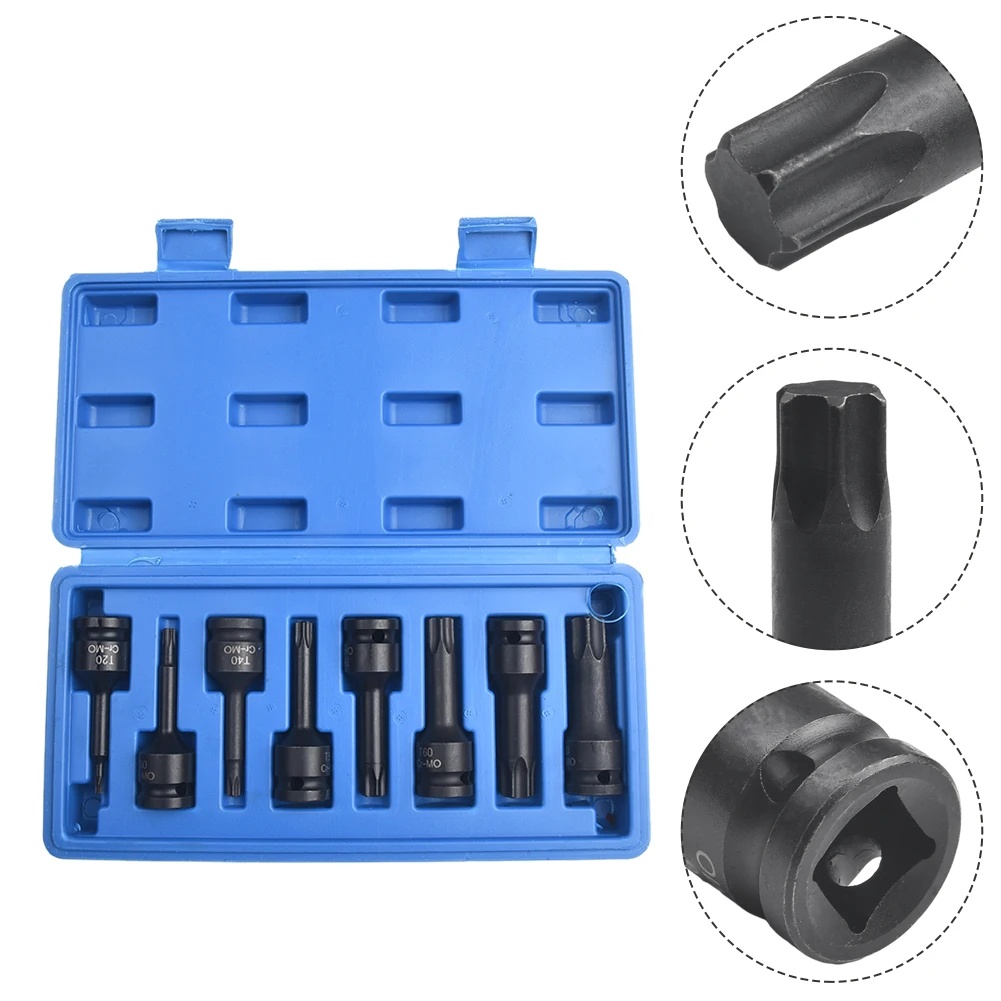 Imagem -02 - Chave Ferramentas Wrench Conjunto para Acessórios de Reparação Drive Impact Torx Star Bit-soquete Sets T20 T30 T40 T50 T55 T60 T70 T80 Polegada