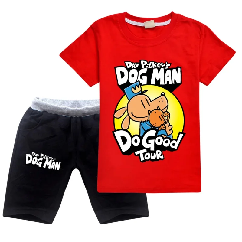 Conjunto de ropa deportiva informal para niños y niñas, camiseta y pantalones para perros, de 2 piezas chándal, Verano