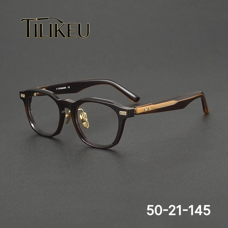 Japanese Handmade Acetate Thick Full Rim Square Glasses Frame NP-02H Luxury Large Size Eyeglasses Frame R Shape Elastic Temple