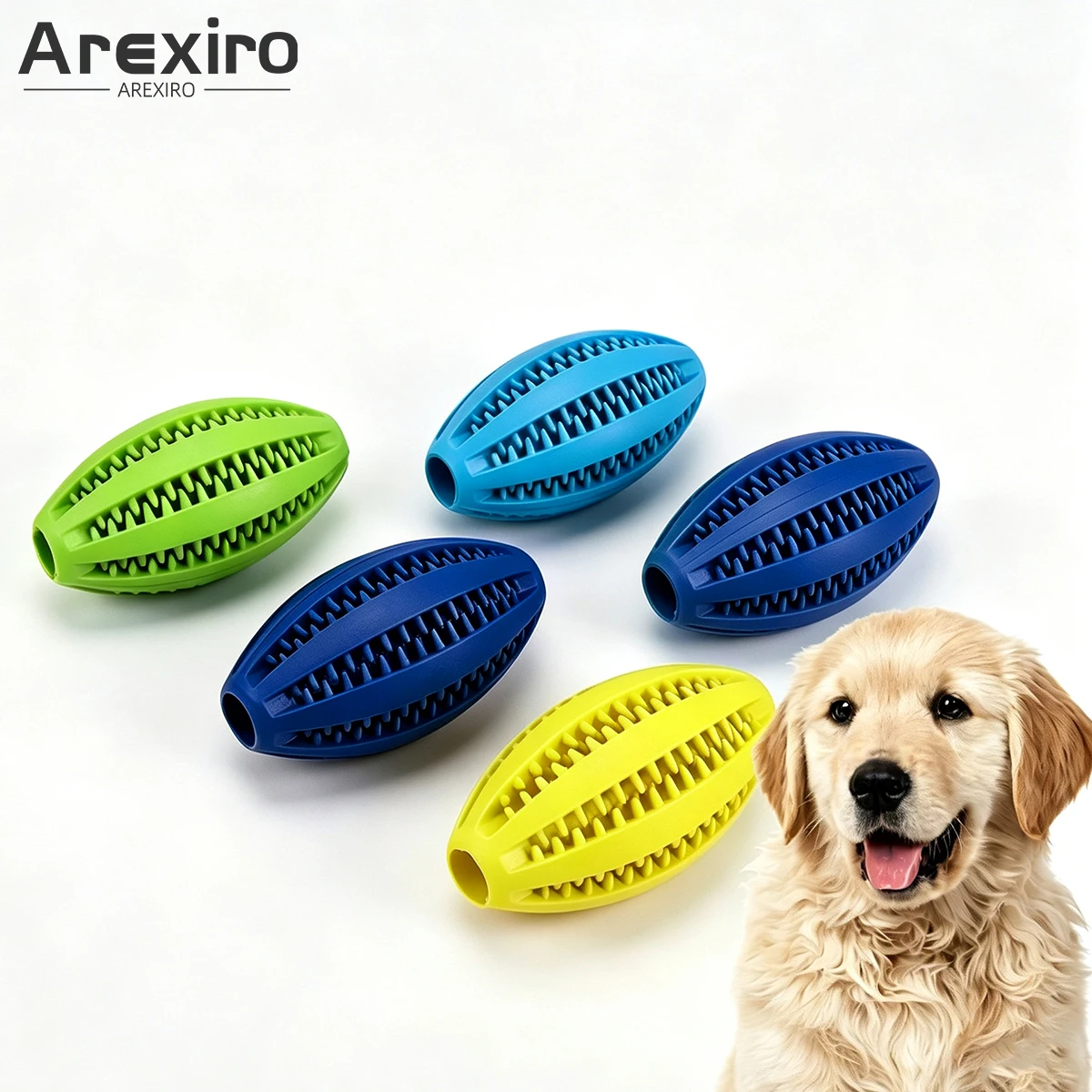Rugby Training Ball - Dog Leaky Food Toy, Durable Teeth