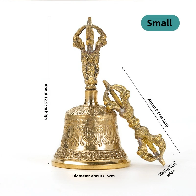 Nepal Bell Vajra Set Handmade Brass Five Spoke Buddhist Bell Decor Copper Ornament