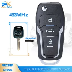 KEYECU 315MHz / 433MHZ 4D62 Chip for Subaru Forester Liberty Outback Impreza Upgraded Flip Remote Key NSN14 Uncut Blade