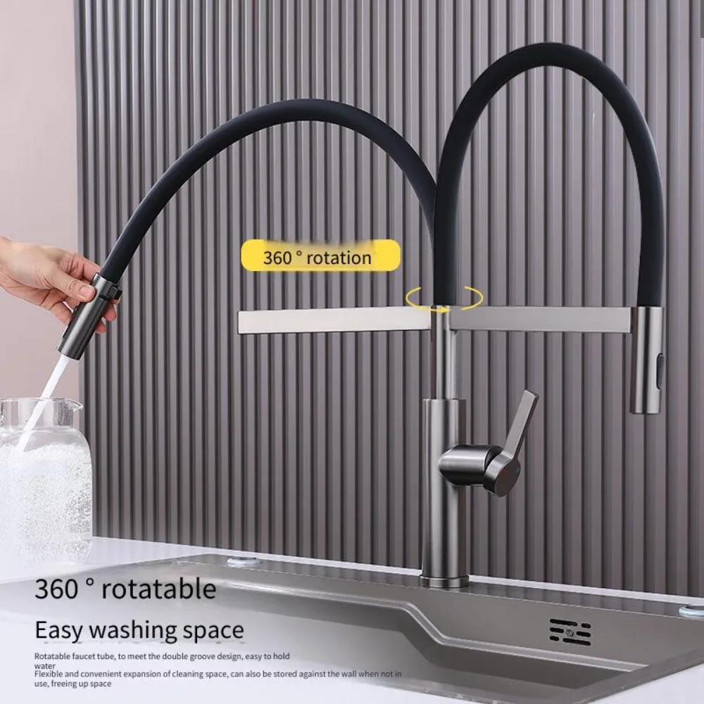 Kitchen Vegetable Basin Hot and Cold Faucet Pull-out Magnetic Rotary Rust Steel Sink Household Universal Water Tap