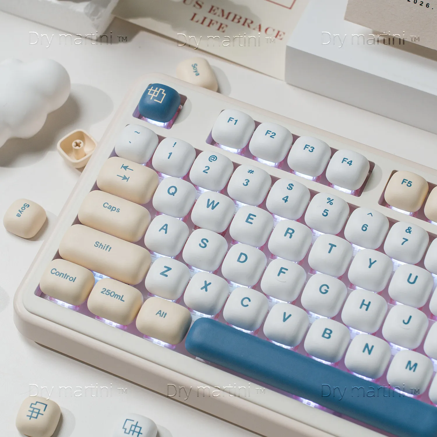 GMK Soy Milk Keycaps MOG Profile Steamed Bread PBT Cute Circular Key Caps for Mechanical Keyboard Kawaii Gaming Accessories Gift