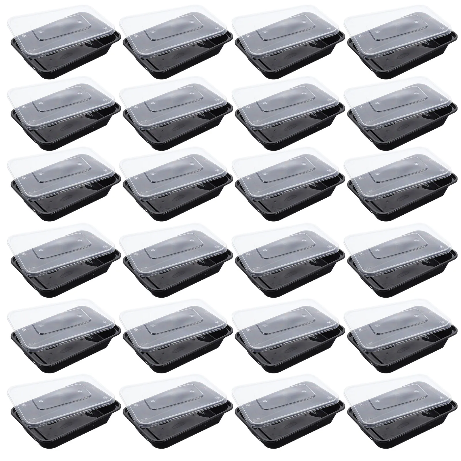 

50pcs Long Food Boxes 500ML Black Takeout Containers with Lids Disposable Bento Portable Food Boxes Kitchen Storage