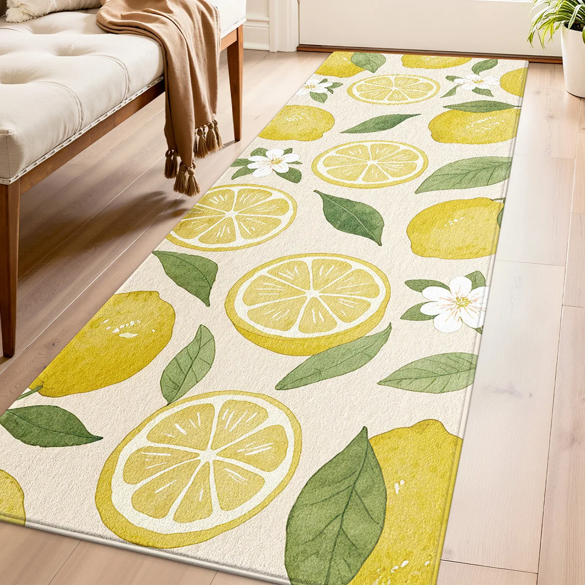 

VIKAMA Plush Nordic Style Floral Area Mat Decorative Rug with Blue and Beige Flowers for Bedroom Rug for Girl‘s Room Home Decor