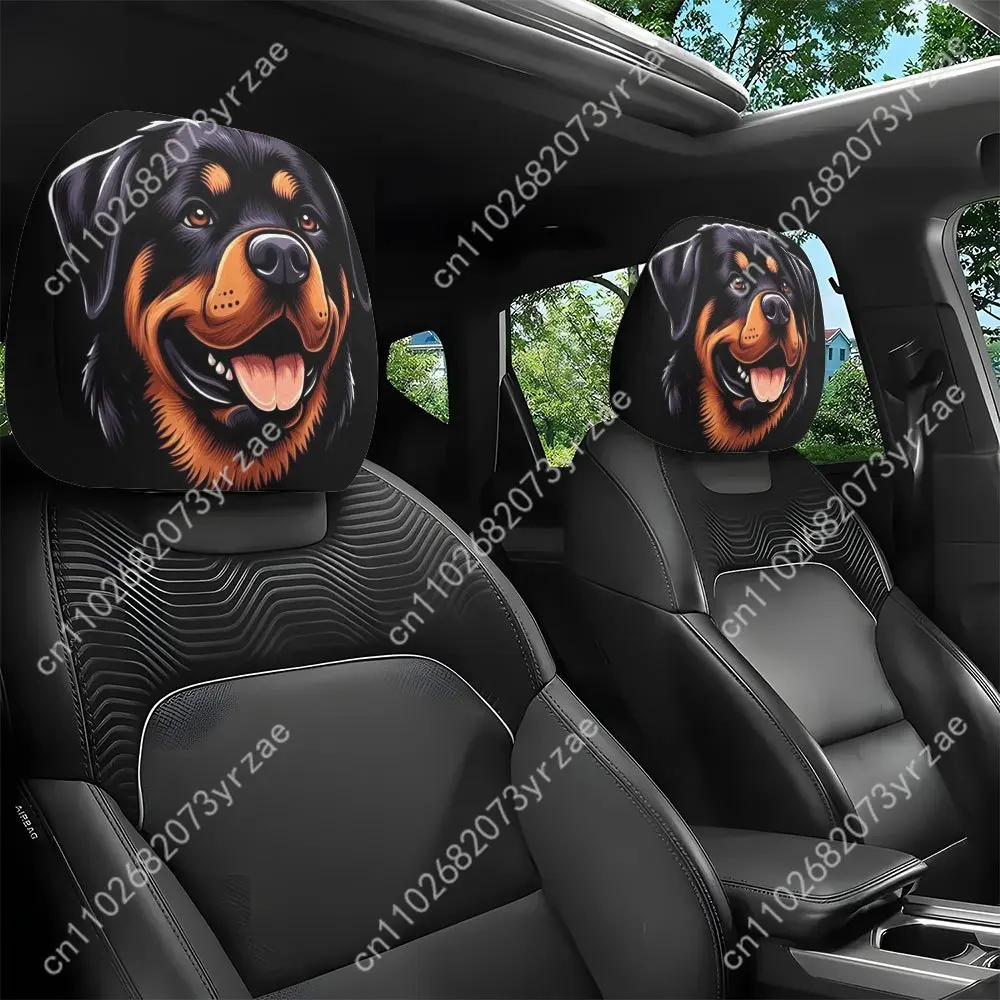 

Rottweiler Realistic Seat Headrest Cover (2pcs) Environmentally Friendly Headrest Protector Breathable Comfortable Vehicle Decor