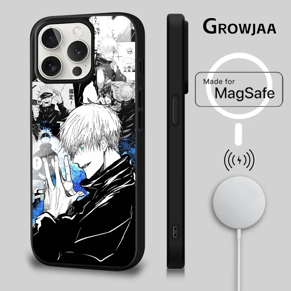 

J-Jujutsu K-Kaisen Anime Phone Case For iPhone 16 15 14 13 12 11 Pro Max Plus Mini Magsafe Mirror Wireless Magnetic Cover