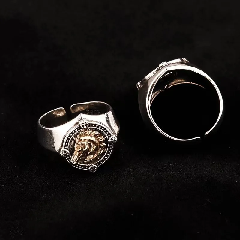 Vintage Medieval Stormtrooper Horse Badge Ring Animal Crest Ring Personalized Versatile Adjustable Accessories for Men and Women