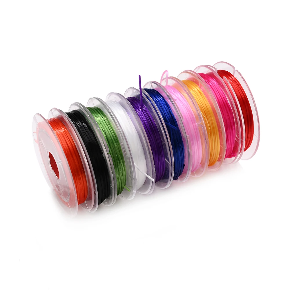 10 Rollen 10M 0,8mm Buntes Flaches Elastisches Faden Klares Kristall-Perlendraht Elastisches Schnur-Garn für DIY Schmuckherstellung Armband – Detail 6