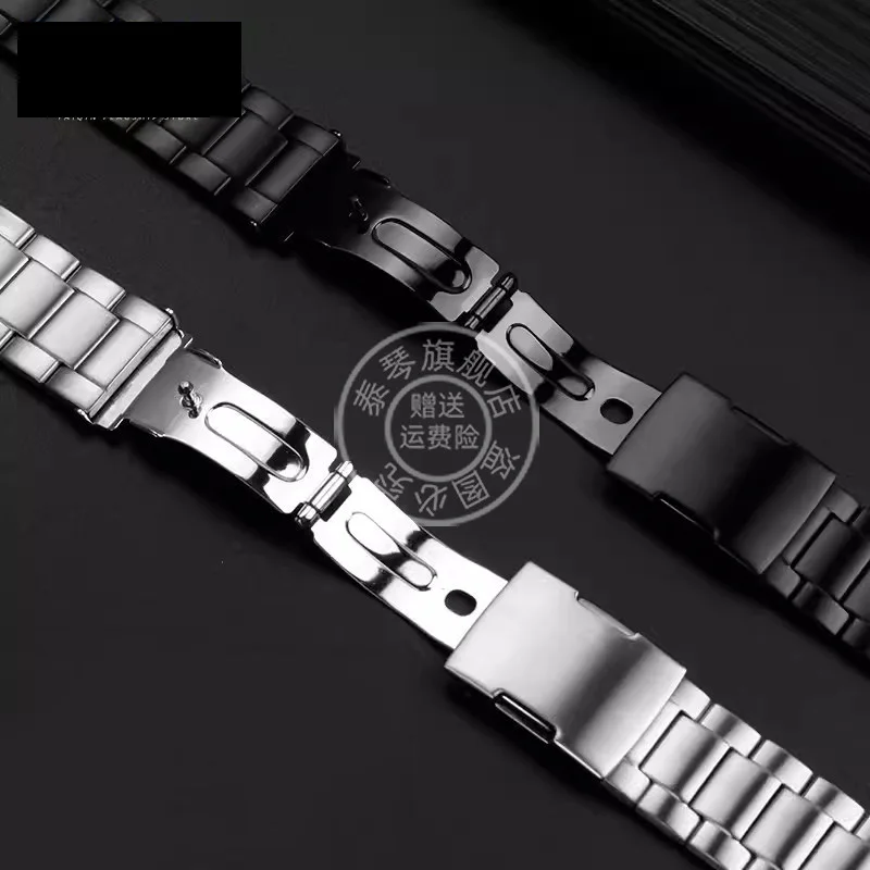 Stainless steel watch strap refined steel arc interface matte silver black watchband for CASIO Edifice series ECB-900 5582 22mm