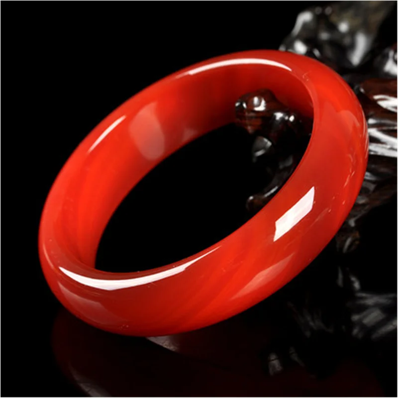 

Natural High Quality Red Agate Original Ecological Texture Bangle Bracelets Exquisite Noble Jade Handring Fine Jewelry