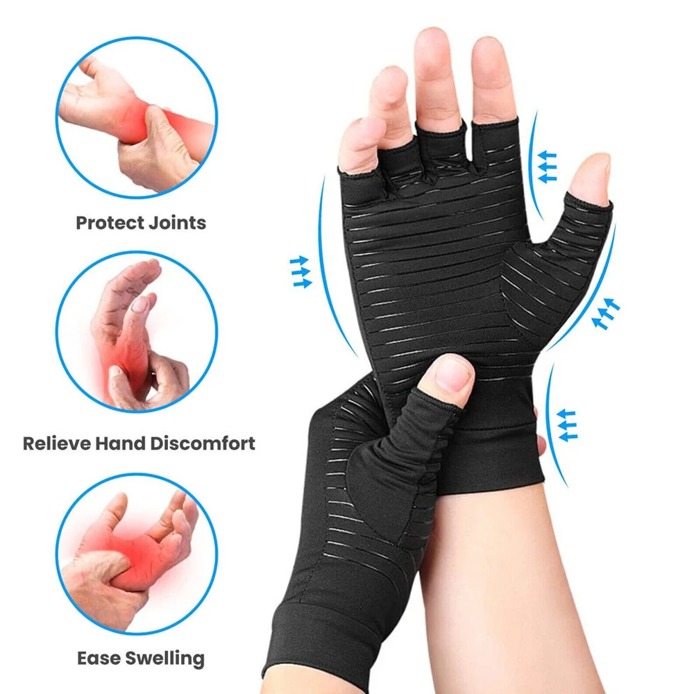 1Pair Copper Arthritis Compression Gloves for Women Men Arthritis Hand Pain Relief Swelling Rheumatoid Arthritis Gloves