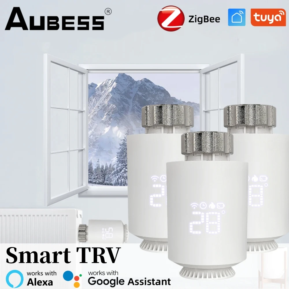 

TUYA Zigbee Thermostatic Radiator Valve Smart TRV Home Temperature Controller Smart Home Automation Via Aleax Google Alice