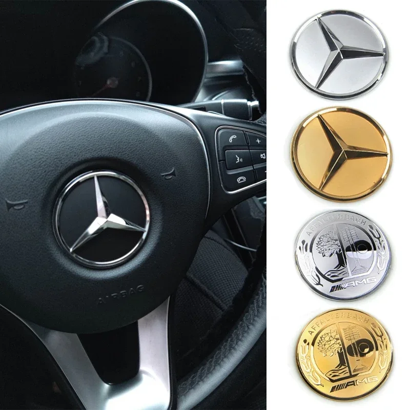 52/57mm Steering Wheel Center Emblem Sticker For Mercedes Benz AMG A B C D M S R G Class GLA GLB W124 W176 W204 W212 GLK