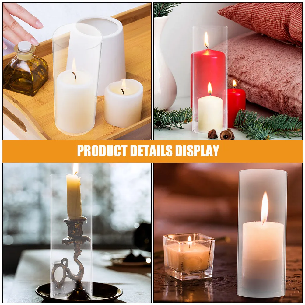 Bottomless Cylinder Glass Cover Windproof Holder Open Flame Vintage Lamp Shade Decor Lamp Shade Glass