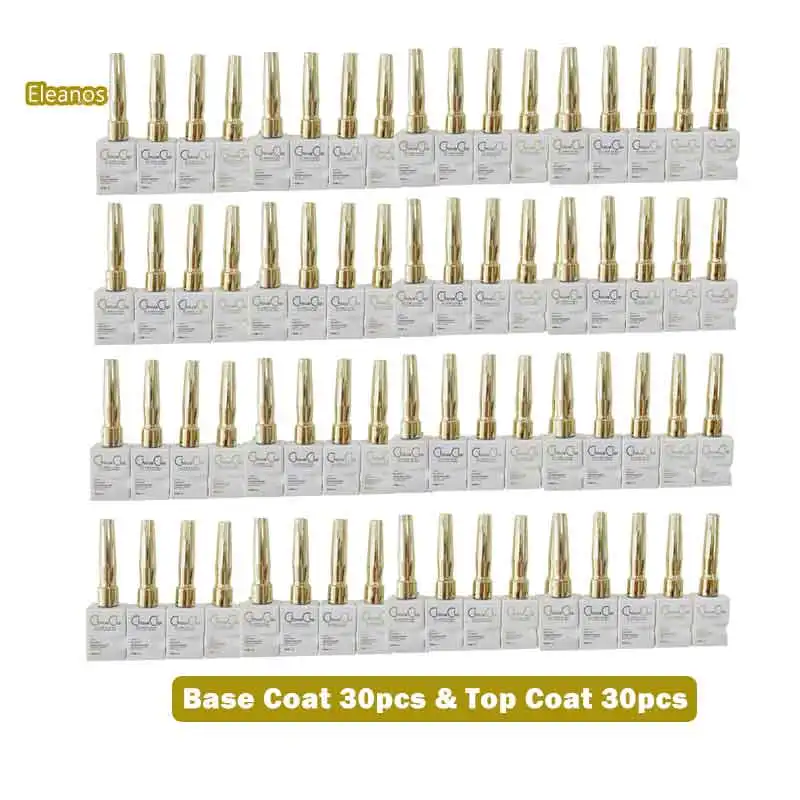Eleanos Wholesale 10pcs/60pcs No Wipe Top Coat Base Coat Set For Color Gel Nail Polish UV Soak Off Nail Art Varnish for Manicur
