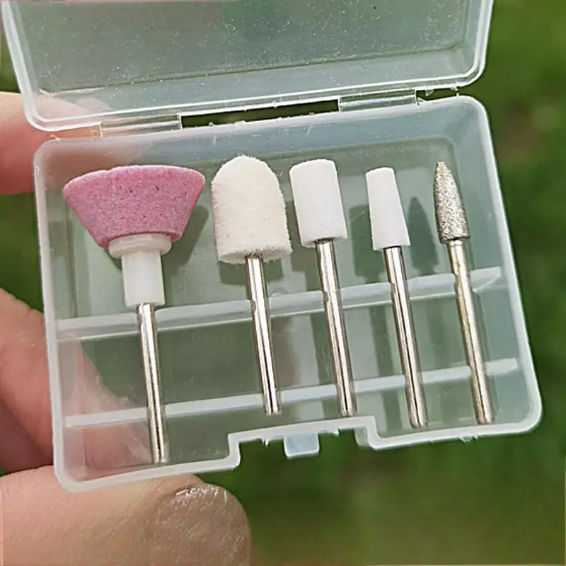 رأس طحن طلاء الأظافر مكون من خمس قطع، ماسة الصوف، رأس طحن وتقشير وإزالة الأظافر، نوع مقاوم للاهتراء