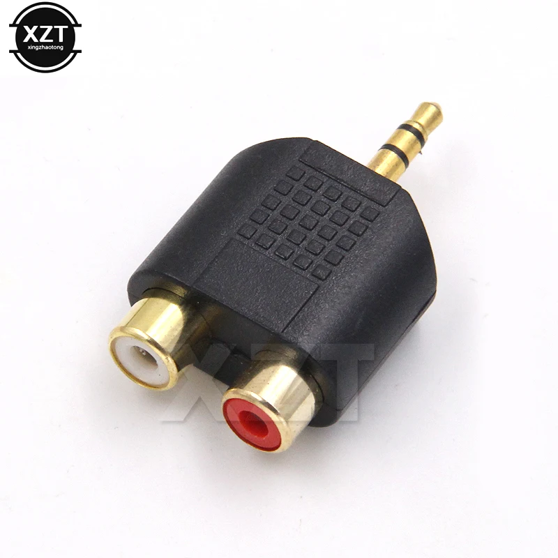 3.5Mm Stereo Male Naar 2 Rca Female Adapter Vergulde Mannelijke Jack Naar 2 Rca Female Splitter Connector Voor computer Speaker Oortelefoon