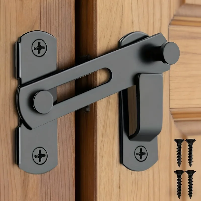1pc Stainless Steel Barn Door Lock - 180° Flip Sliding Latch with 2 Keys, Anti-Theft Security for Garage, Bathroom, Easy Install