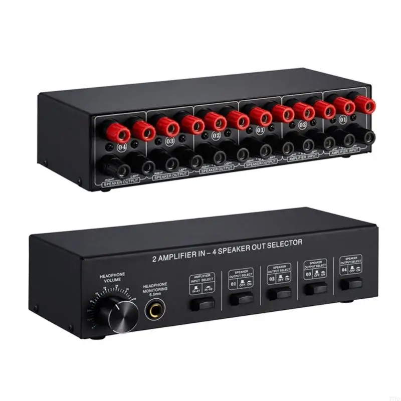 77HA STEREO AMP AMPPLIFIER / SPEAKER SELECTOR FLOX ، 2 في 4 Out Switcher مقارنة 2 أمبير أو مكبر صوت