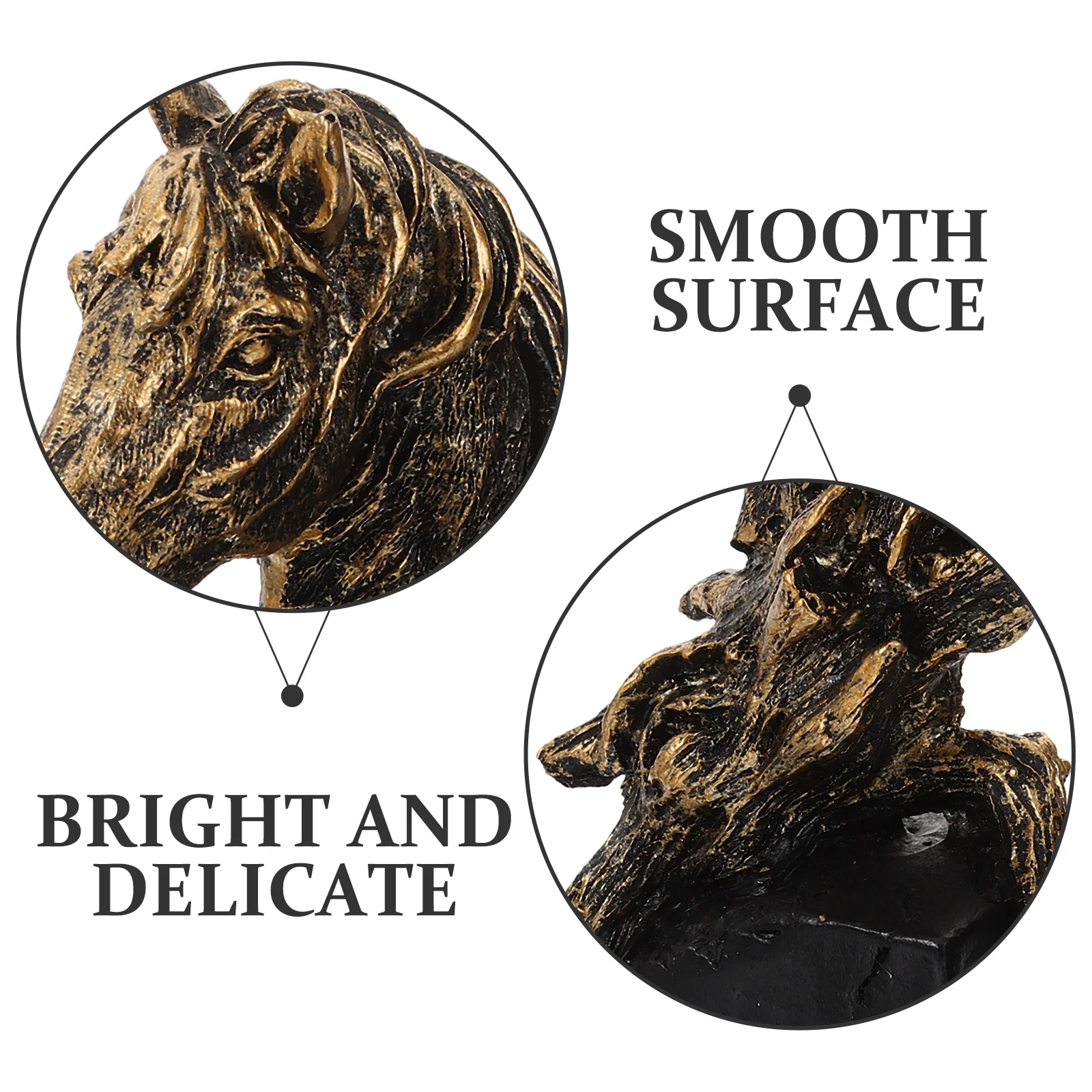 

Exquisite Golden Horse Head Desktop Accessory Resin Table Ornament for Living Room Bedroom Office Decorative Piece