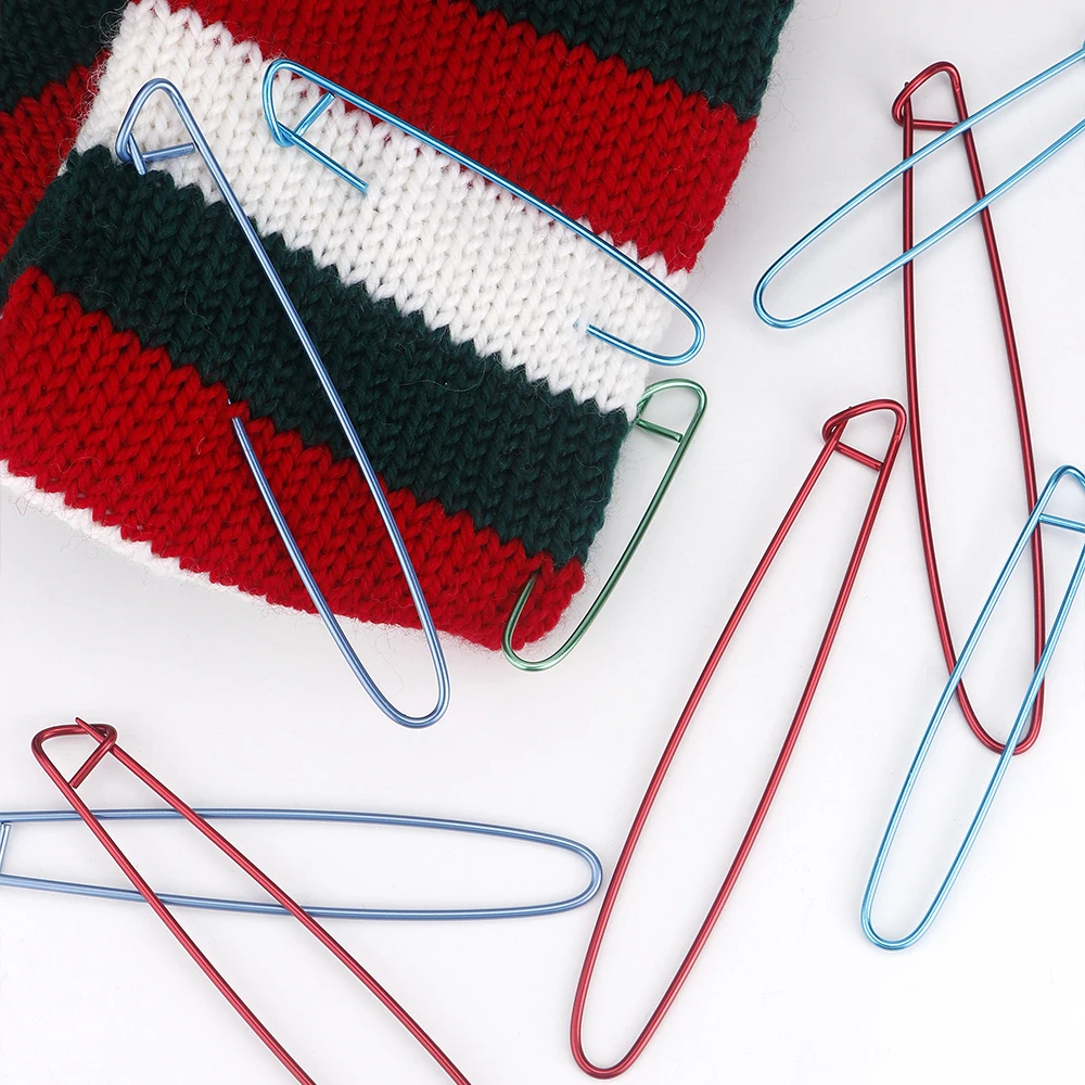 10pc Random Color Aluminum Anti-Sewing Pins, Colorful Sweater Markers, Anti-Sew Large Bows Pins, Sweater Weaving Marking Tool