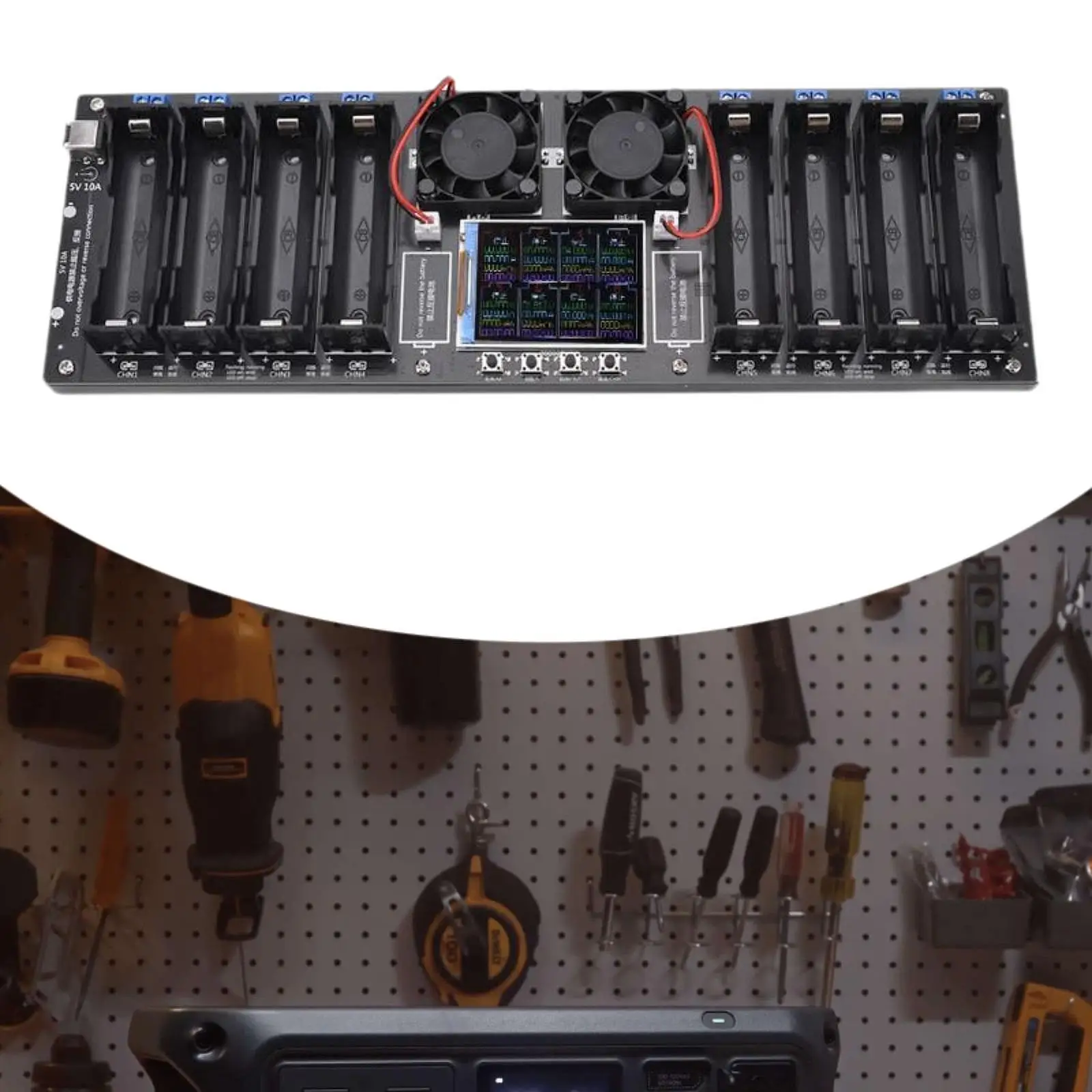 

8-канальный тестер емкости разряда аккумулятора, цифровой порт постоянного тока, 5 В/10 А, универсальный для бытовых батарей