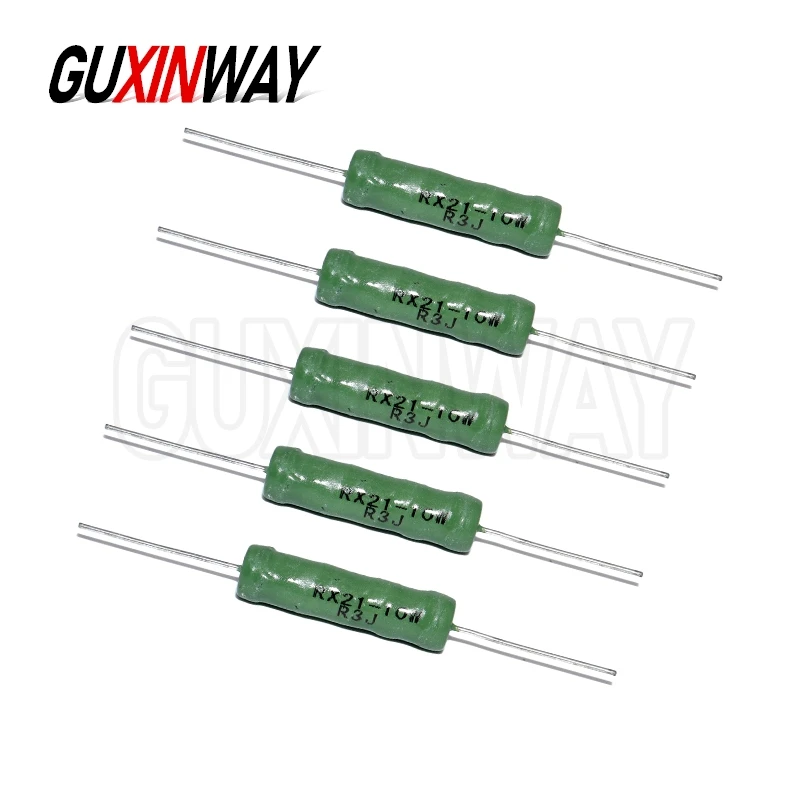 5pcs RX21 10W Wire Wound Resistance 5% 1R 10R 100R 1K 10K 12K 15K 18R 20R 22R 24R 27R 30R 33R 36R Resistor
