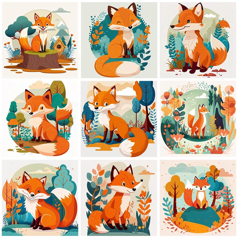 

GATYZTORY Paint By Numbers For Adults Kids Beginner Cartoon Fox Oil Painting For Home Wall Decor Easy Painting By Numbers Kit