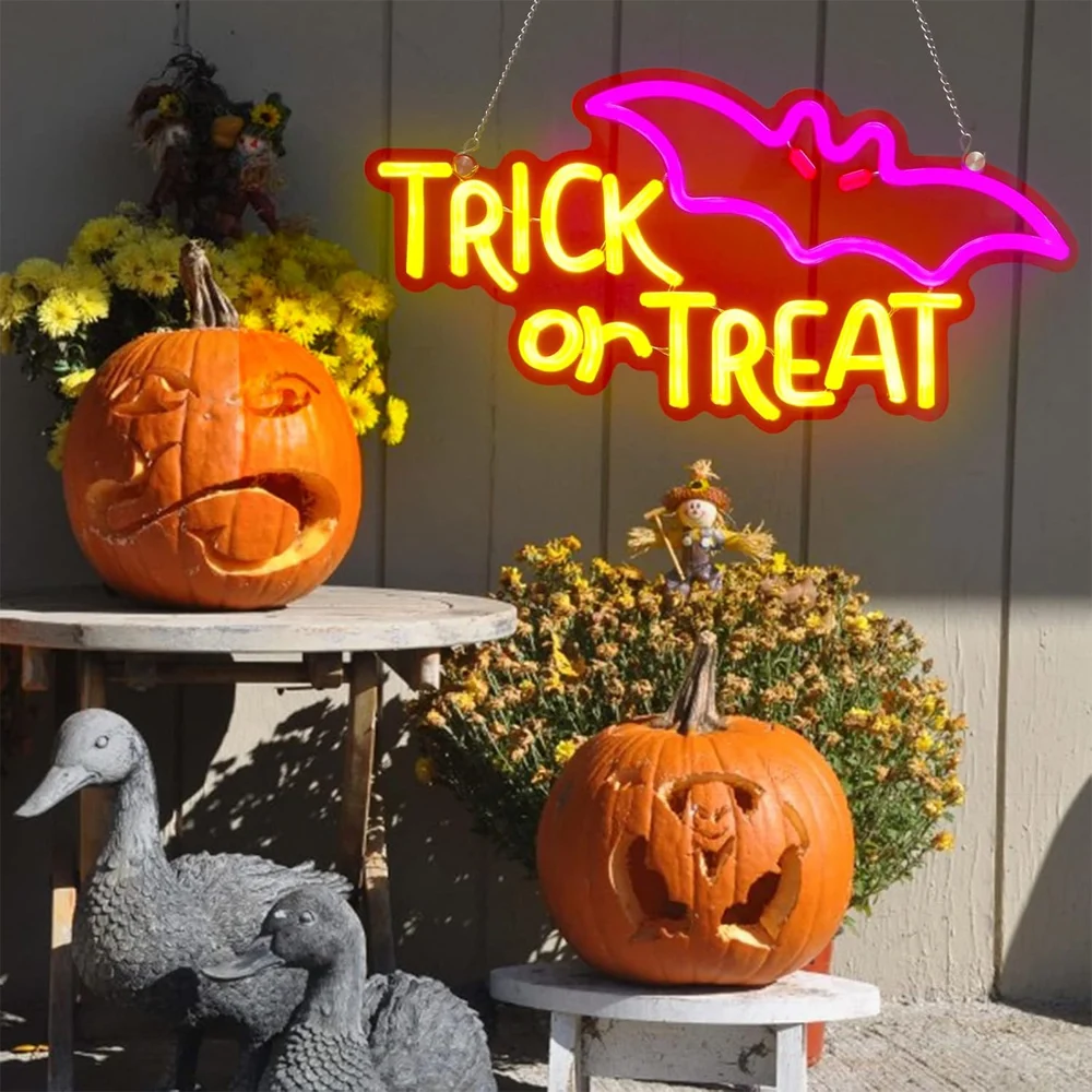 Enseigne au néon d'Halloween pour la décoration murale, enseigne au néon à intensité variable pour la maison, le bar, le salon, la porte du café