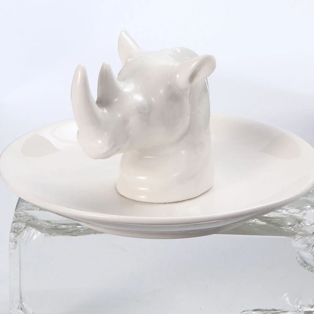 

Ceramic Rhinoceros Jewelry Storage Tray Animal Design Desktop Decoration Household Ornament Jewelry Storage Tray
