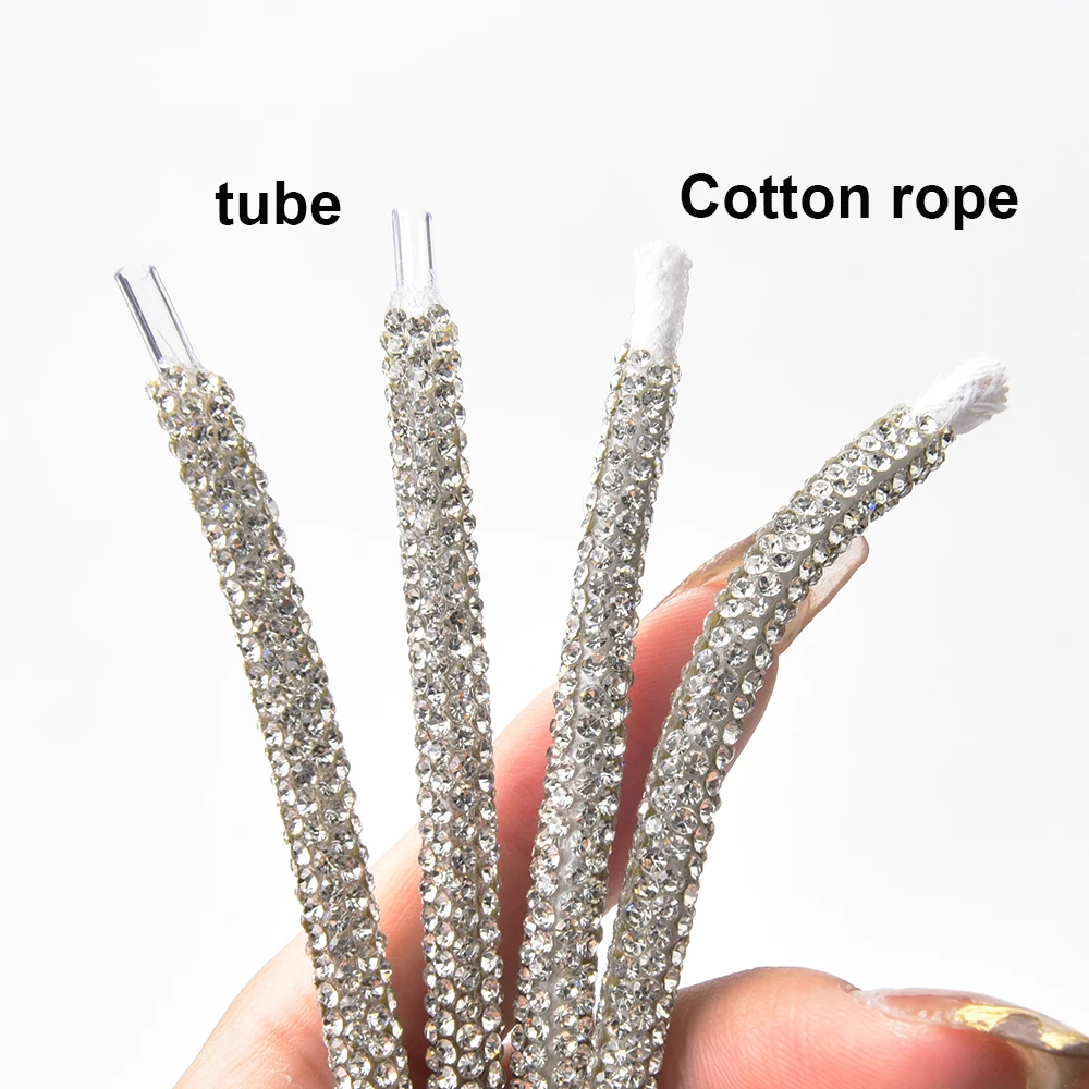 Nuovo 4Mm 5Mm 6Mm cavo di cristallo di vetro corda di strass Applique tubo trasparente corda di cotone fai da te con cappuccio lacci delle scarpe