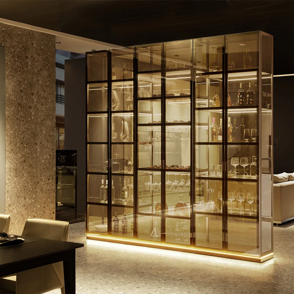 Free Design Bespoke Project Support Luxury Wine Furniture Home bar Cabinet Glass Wine Cabinet Modular Custom Cabinet