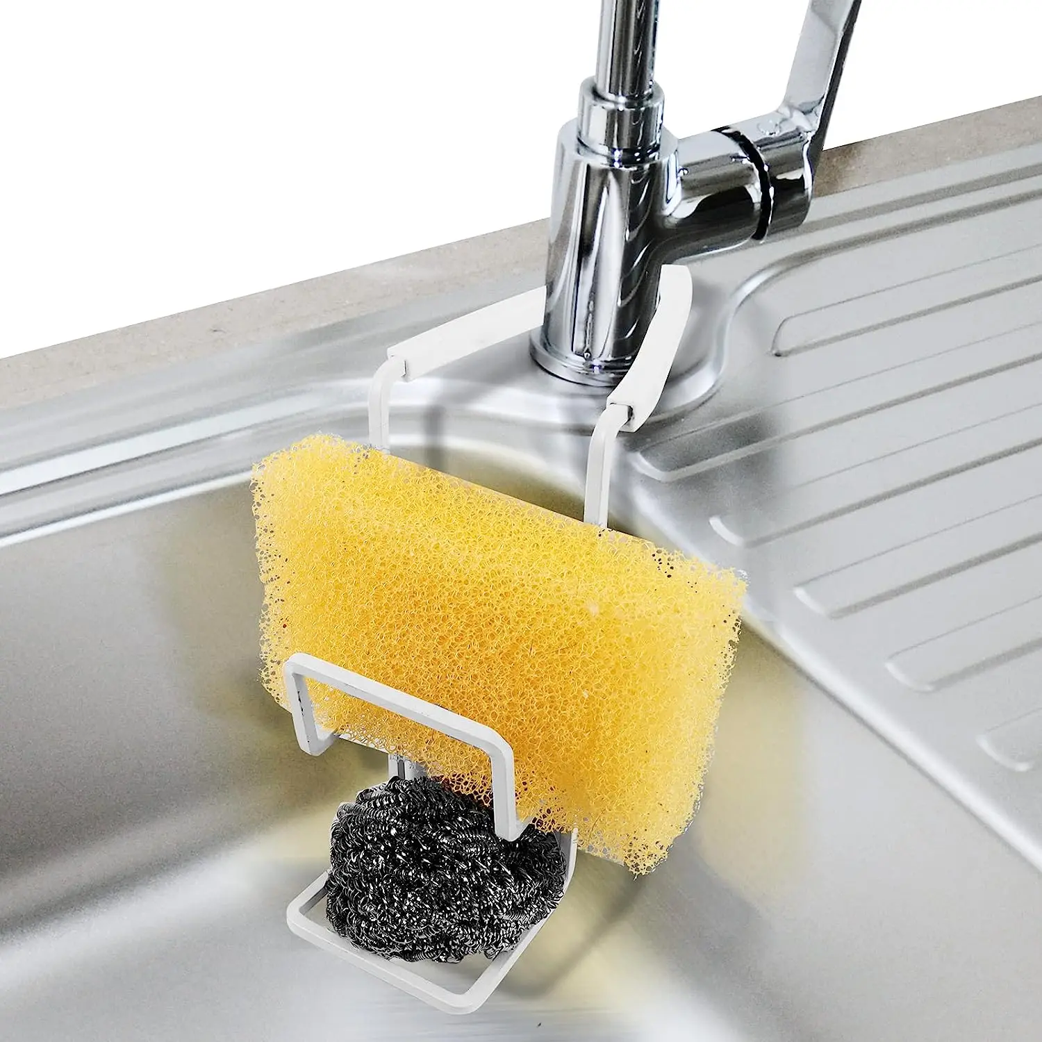 Durable Sink Caddy Sink Sponge Holder Small Kitchen Bathroom Metal Organizer Liquid Dish Drainer Faucet Rack Shower Convenient