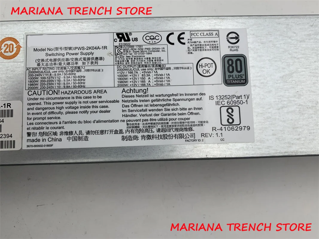 Imagem -02 - para Supermicro 2000w 1u Redundante Fonte de Alimentação Pws2k04a1r