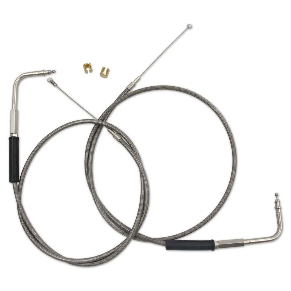 Replacement Throttle Idle Cable Set 42 Inch Stainless Steel For 56579-02A For FXST For FLST FXD FLT XL Series 1996 To Current