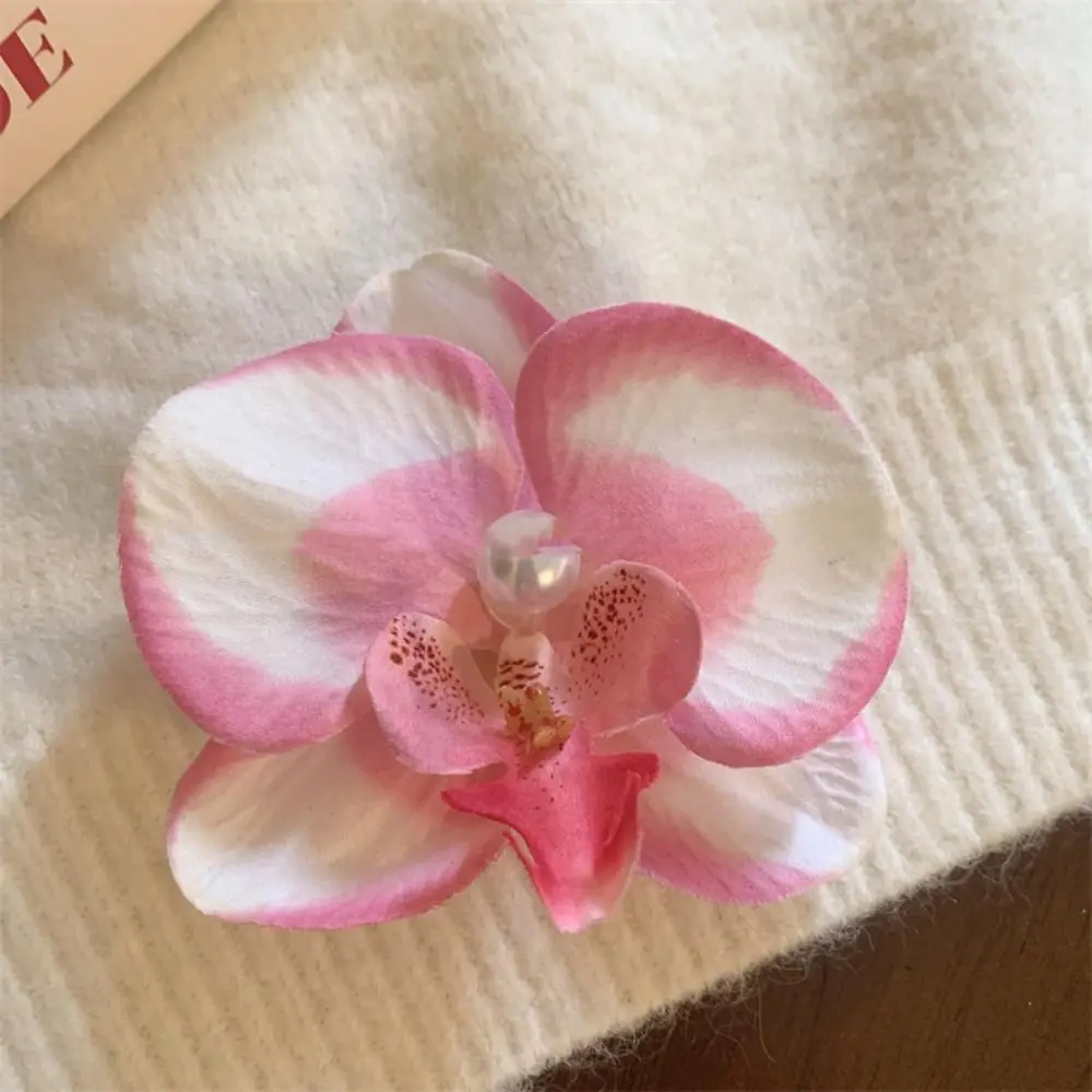 

Pink Orchid Flower Hair Clip Hair Accessories Hair Ornament Orchid Hairpin Headdress Side Barrettes Bohemia Barrettes Photograph