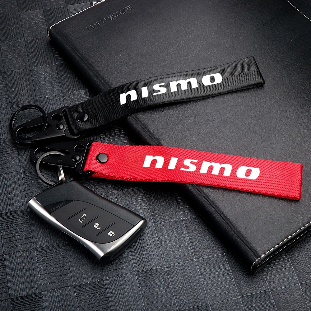 1Pcs Car Styling Nylon Metal Keychain Key Rings Key Holder For Nissan Nismo Tiida Teana GTR 350Z 370Z 240SX Juke Note Versa J10