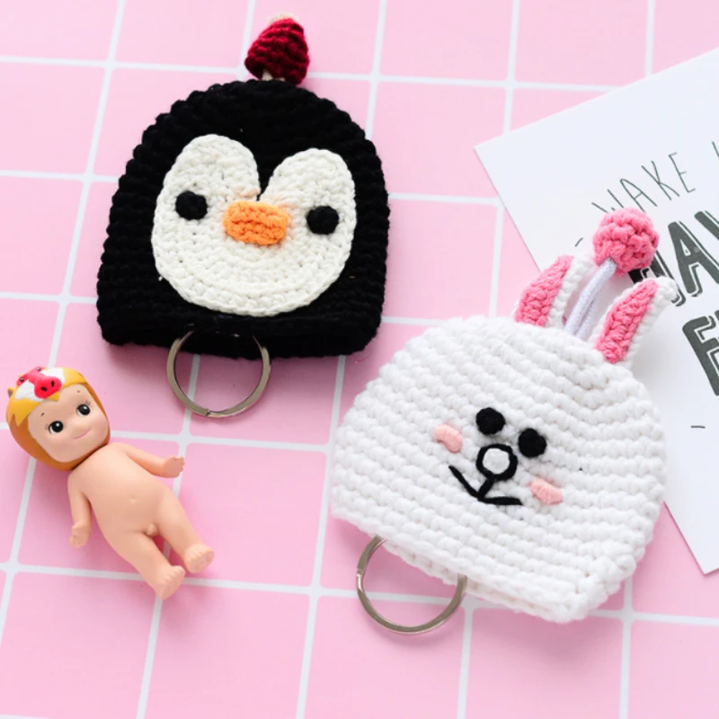 Cartoon Cute Dog Key Case New Popular Hand-woven Wool Pull Pull Can Carry Student Key Chain Best-selling Key Wallets