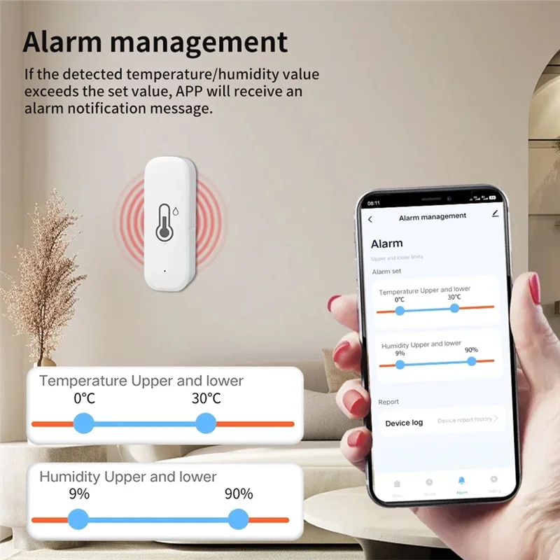 

BNVN-Wi-Fi датчик температуры и влажности, комнатный термометр, гигрометр, монитор, работает для дома Smart Life