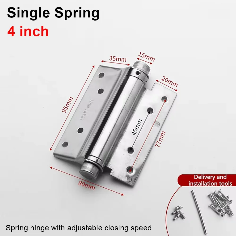 1Pcs Double Opening Door Hinge Automatic Closing With Inner And Outer Silent Hinges 3/4/5/6inch Thickened Spring