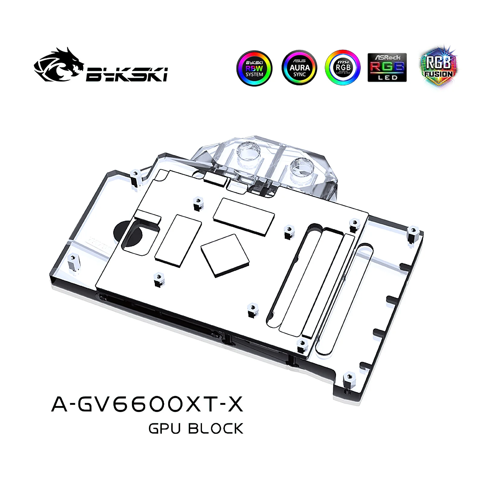 Bykski Full Cover RGB GPU Water Cooling Block Cooler for GIGA RX6600XT EAGLE A-GV6600XT-X