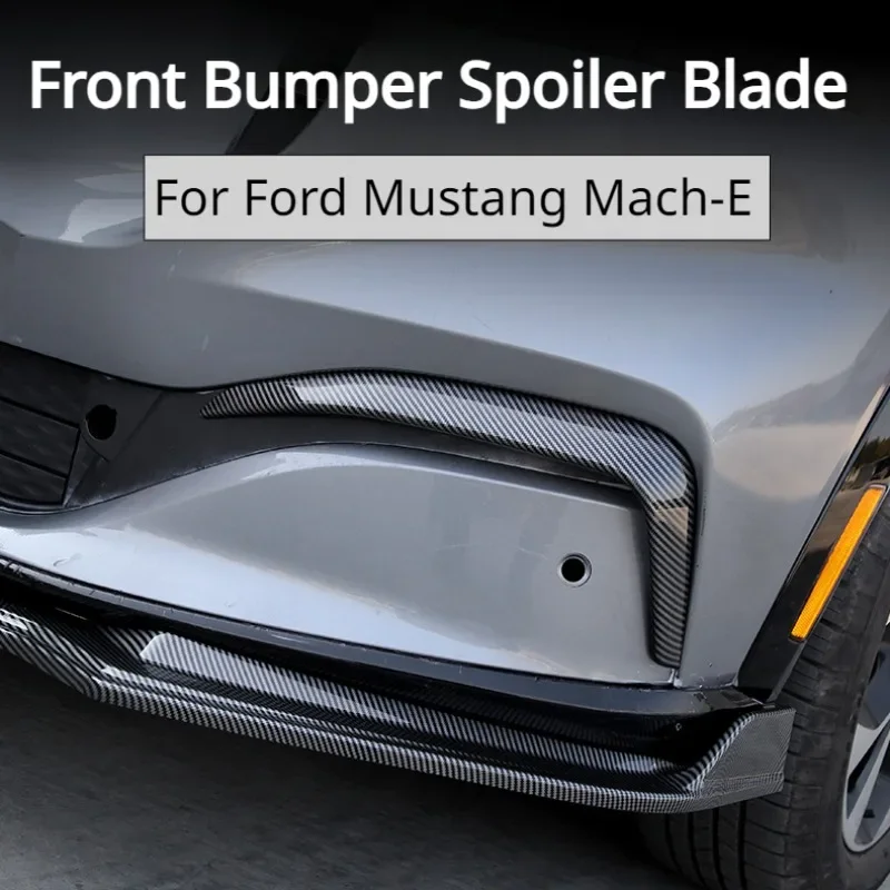 For Ford Mustang Mach-E Front Bumper Spoiler Blade Light Brow Wind Knife Carbon Fiber ABS Decorative Cover Sticker Modification