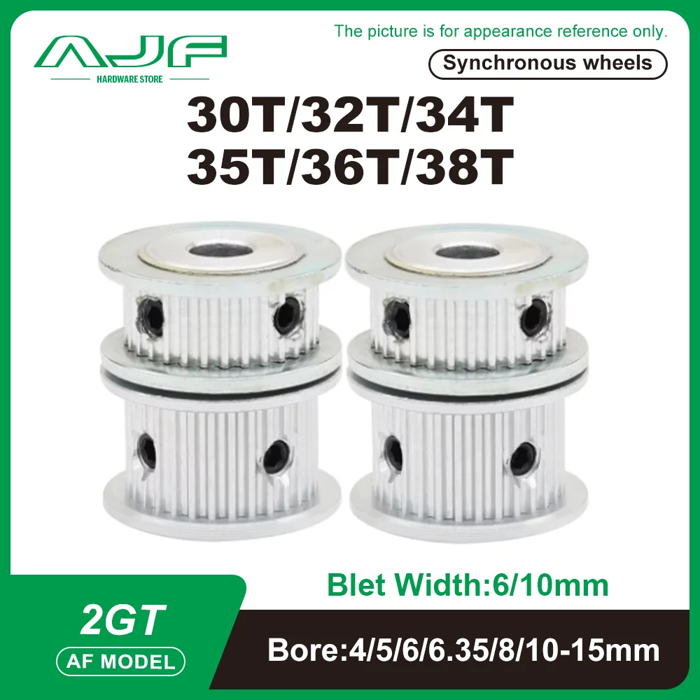 

Timing Pulley 2GT 30T/32T/34T/35T/36T/38Teeth GT2/2GT Timing Belt Pulley Aperture 4/5/6/6.35/8/10/12~15mm Belt Width 6mm/10mm
