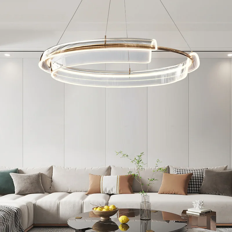 Scandinavian Simple Metal Acrylic Chandelier Living Room Restaurant Hotel Decorative Lighting Fixtures