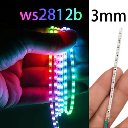 초박형 LED 스트립 조명, 개별 주소 지정 가능 SPI RGB 픽셀 LED 테이프 리본, 드림 컬러 DIY, 3mm WS2812b DC 5V 12V