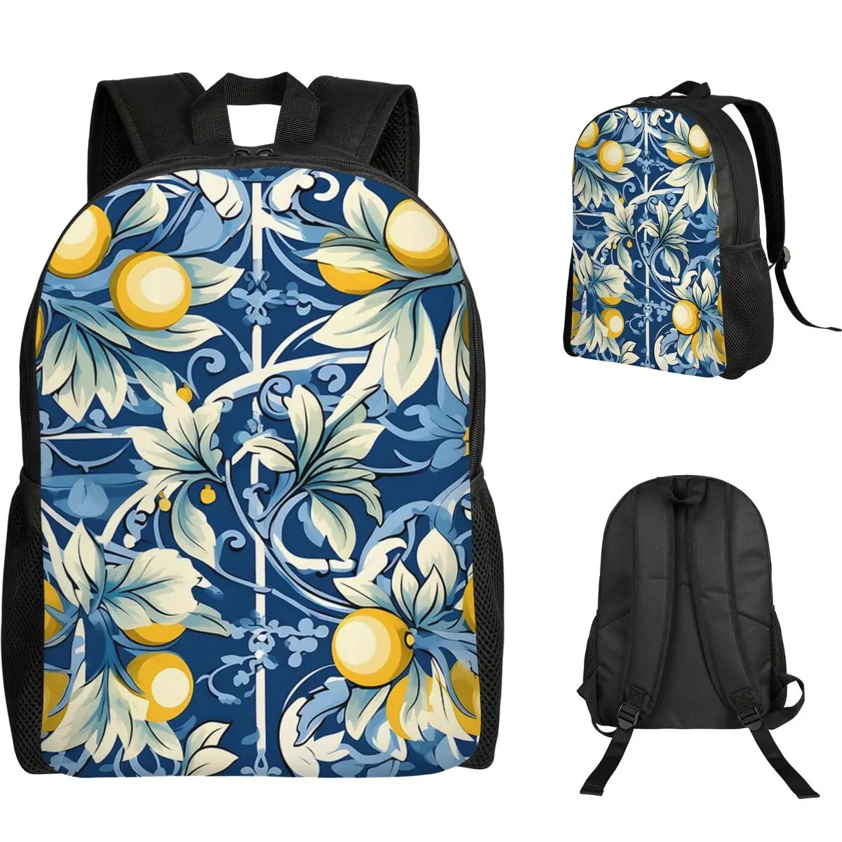 

Italian Majolica Tile 24 Student Backpack School Bag Hiking Travel Daypack for Boys Girls Fashion Bookbag Shoulder Bags
