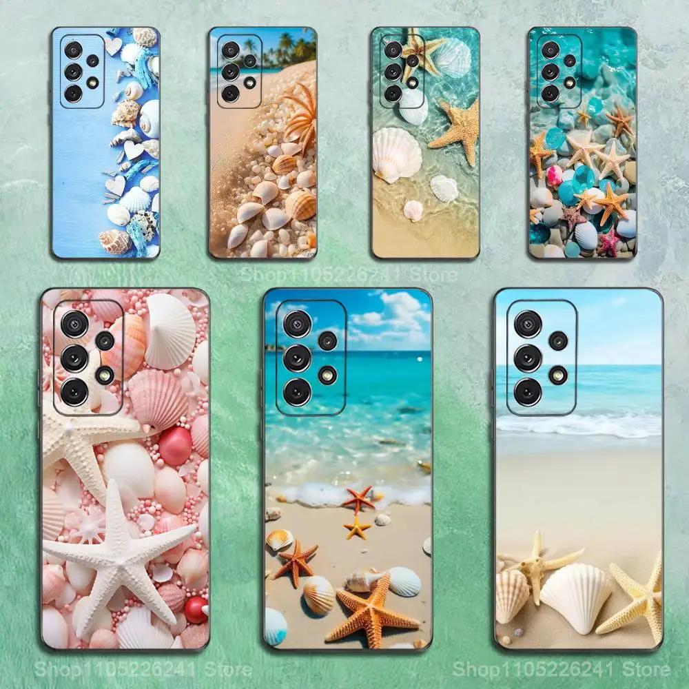 

Shells Starfish Nature Beach For Samsung S9,S10,S20,S10,S21,S25,S24,S23,Ultra,FE,Plus,Lite,Soft Silicone Black Case