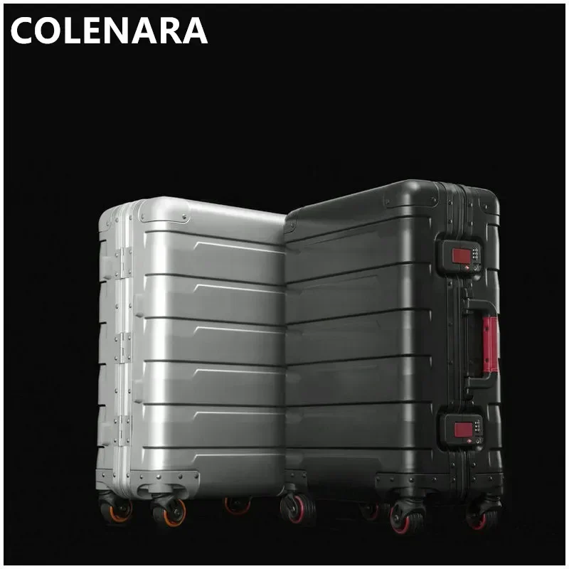 COLENARA-maleta de aleación de aluminio y magnesio de alta calidad, maleta con ruedas, equipaje rodante, 20 ", 24"